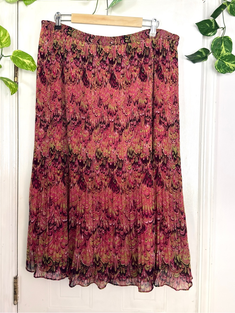 Krazy Kat Patterned Midi Skirt XL Retro